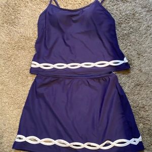 Two piece swimsuit blue and white size 8